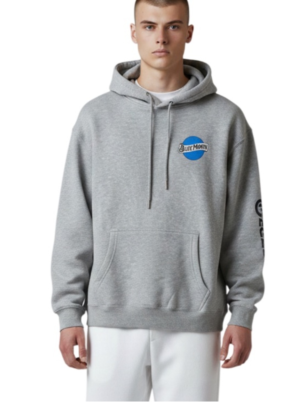 Blue Moon Logo Men’s Grey Fleece Hoodie